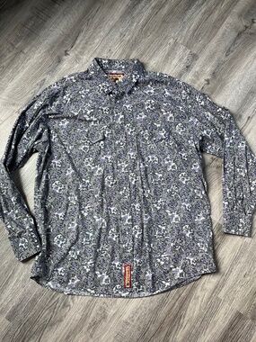 Cinch Classic Cowboy Collection Paisley Print Long Sleeve Pearl Snap Shirt XXL